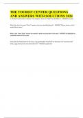 THE TOURIST CENTER QUESTIONS AND ANSWERS WITH SOLUTIONS 2024