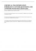 CHEMICAL TRANSPORTATION EMERGENCY CENTER QUESTIONS AND ANSWERS WITH SOLUTIONS 2024