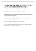 APNEUSTIC CENTER QUESTIONS AND ANSWERS WITH SOLUTIONS 2024
