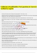 California eFoodHandlers Test questions & Answers verified by experts