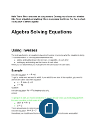 revision notes algerbra solving equations 1