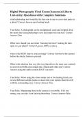 Digital Photography Final Exam &lpar;Isaacson&rpar; &lpar;Liberty University&rpar; Questions with Complete Solutions