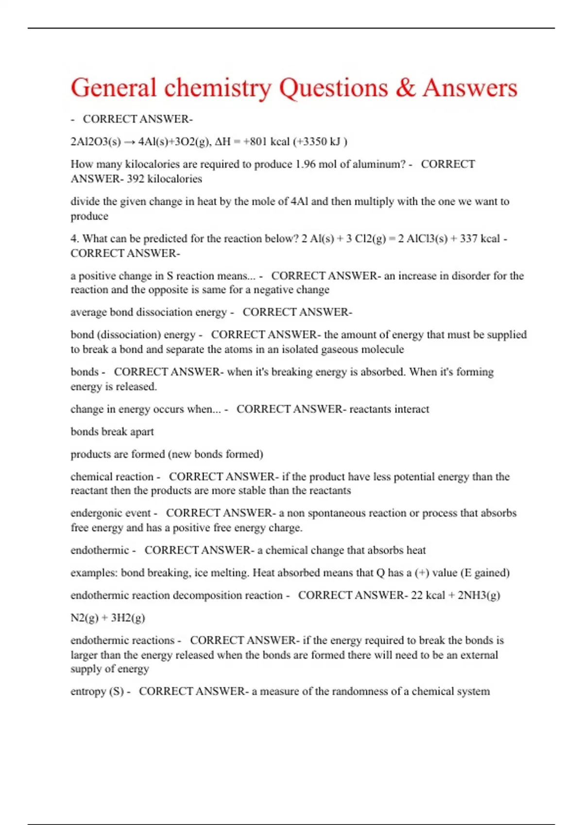 General chemistry Questions &amp; Answers - Chemistry - Stuvia US