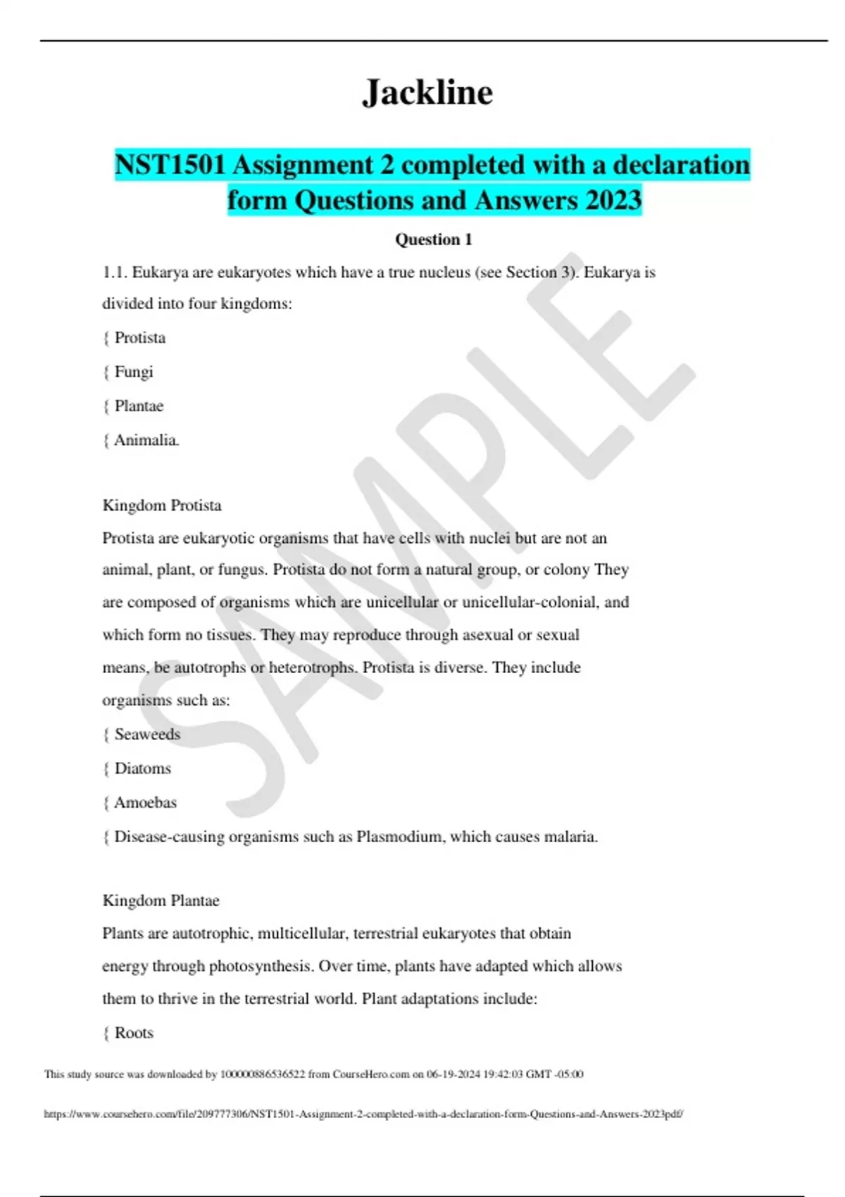 NST1501 Assignment 2 completed with a declaration form Questions and ...