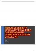 WEB ACCESSIBILITY SPECIALIST EXAM PREP QUESTIONS WITH COMPLETE SOLUTIONS GRADED A&plus;