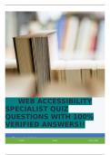 WEB ACCESSIBILITY SPECIALIST QUIZ QUESTIONS WITH 100&percnt; VERIFIED ANSWERS&excl;&excl;