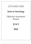 &lpar;WGU C273&rpar; SOCG 1010 Intro to Sociology Objective Assessment Review Q & S 2024&period;