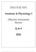 &lpar;WGU D312&rpar; SCIE 1011 Anatomy & Physiology I Objective Assessment Review Q & S 2024