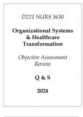 &lpar;WGU D221&rpar; NURS 3630 Organizational Systems & Healthcare Transformation Objective Assessment