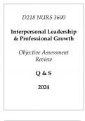 &lpar;WGU D218&rpar; NURS 3600 Interpersonal Leadership & Professional Growth Objective Assessment Review