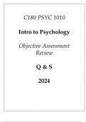 &lpar;WGU C180&rpar; PSYC 1010 Intro to Psychology Objective Assessment Review Q & S 2024&period;