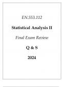 &lpar;JHU&rpar; EN&period;553&period;112 Statistical Analysis II Final Exam Review Q & S 2024