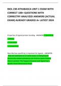 BIOL 230 ATHABASCA UNIT 1 EXAM WITH CORRECT 100&plus; QUESTIONS WITH CORRECTRY ANALYZED ANSWERS &lpar;ACTUAL EXAM&rpar; ALREADY GRADED A&plus; LATEST 2024     