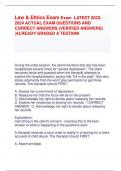 Law & Ethics Final Exam LATEST 2023-2024  ACTUAL EXAM QUESTIONS AND CORRECT  ANSWERS &lpar;VERIFIED ANSWERS&rpar; &vert;ALREADY  GRADED A DA