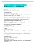 Advanced Water Treatment Exam Questions with Latest Update
