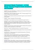 Advanced Waste Treatment &lowbar; A Field Study Training Program Exam Questions and Answers