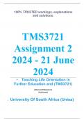 Exam &lpar;elaborations&rpar; TMS3721 Assignment 2 &lpar;COMPLETE ANSWERS&rpar; 2024 - 21 June 2024 &bull;&Tab;Course &bull;&Tab;Teaching Life Orientation in Further Education and &lpar;TMS3721&rpar; Life &bull;&Tab;Institution &bull;&Tab;University Of South Africa &lpar;Unisa&rpar; &bull;&Tab;Book &bull;&Tab;Teaching Orientation&comma; Senior and FET P