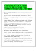 PHYSICAL SCIENCE EXAM REVIEW QUESTIONS WITH CORRECT ANSWERS 100&percnt; 2024