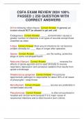 CSFA EXAM REVIEW 2024 100&percnt; PASSED &vert;&vert; 250 QUESTION WITH CORRECT ANSWERS
