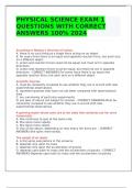 PHYSICAL SCIENCE EXAM 1 QUESTIONS WITH CORRECT ANSWERS 100&percnt; 2024