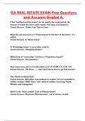GA REAL ESTATE EXAM Prep Questions  and Answers Graded A&period;