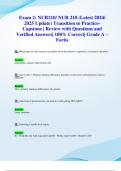 Exam 2&colon; NUR210&sol; NUR 210 &lpar;Latest 2024&sol; 2025 Update&rpar; Transition to Practice-Capstone &vert; Review with Questions and Verified Answers&vert; 100&percnt; Correct&vert; Grade A &ndash; Fortis