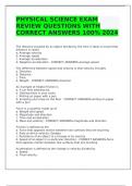 PHYSICAL SCIENCE EXAM REVIEW QUESTIONS WITH CORRECT ANSWERS 100&percnt; 2024