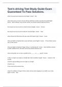 Tom's driving Test Study Guide Exam  Guaranteed To Pass Solutions&period;