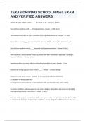TEXAS DRIVING SCHOOL FINAL EXAM AND VERIFIED ANSWERS&period;