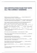 609 CERTIFICATION EXAM TEST WITH ALL THE CORRECT ANSWERS