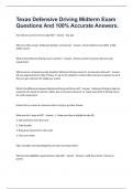 Texas Defensive Driving Midterm Exam Questions And 100&percnt; Accurate Answers&period;