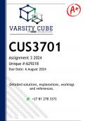 CUS3701 Assignment 3 &lpar;DETAILED ANSWERS&rpar; 2024 - DISTINCTION GUARANTEED