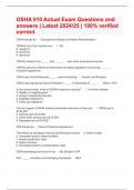 OSHA 510 Actual Exam Questions and answers &vert; Latest 2024&sol;25 &vert; 100&percnt; verified correct