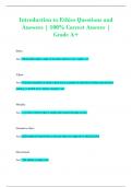 Introduction to Ethics Questions and  Answers &vert; 100&percnt; Correct Answer &vert;  Grade A&plus;