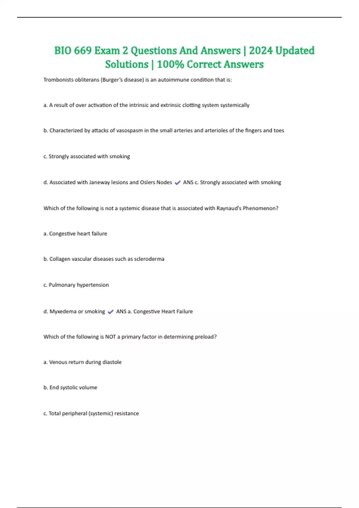 BIO 669 Exam 2 Questions And Answers 2024 Updated Solutions 100