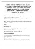 NBME USMLE STEP 2 CK 2024 EXAM REVIEW WITH 400 EXAM QUESTIONS AND ANSWERS &lpar;100&percnt; CORRECT ANSWERS&rpar; NBME CBSE &lpar;STEP 2&rpar; REAL EXAM QUESTIONS LATEST VERSION 2024 GRADED A&plus; &lpar;NEW&excl;&excl;&rpar;