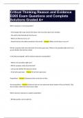 Critical Thinking Reason and Evidence D265 Exam Questions and Complete Answers Graded A&plus;&period;