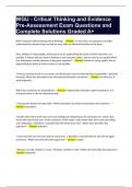 WGU - Critical Thinking and Evidence Pre-Assessment Exam Questions and Complete Solutions Graded A&equals;