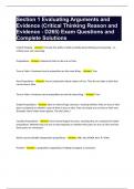Section 1 Evaluating Arguments and Evidence &lpar;Critical Thinking Reason and Evidence - D265&rpar; Exam