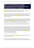 WGU Critical thinking and logic preassessment Exam Questions and Complete Solutions Graded A&plus;&period;