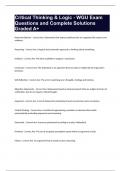 Critical Thinking & Logic - WGU Exam Questions and Complete Solutions Graded A&plus;