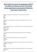WGU D481 Security Foundations &lpar;ISC&rpar;&sup2; Certified in Cybersecurity &lpar;CC&rpar; Final exam questions and answers Western Governors University