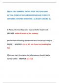TEXAS CDL GENERAL KNOWLEDGE TEST 2023-2024  ACTUAL COMPLETE EXAM QUESTIONS AND CORRECT  ANSWERS &lpar;VERIFIED ANSWERS &rpar; ALREADY GRADED A&plus;&period;