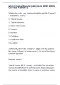 MLA Format Exam Questions With 100&percnt; Correct Answers