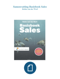 Basisboek Sales Samenvatting Robin van der Werf