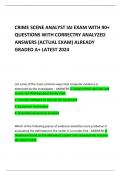 CRIME SCENE ANALYST IAI EXAM WITH 90&plus; QUESTIONS WITH CORRECTRY ANALYZED ANSWERS &lpar;ACTUAL EXAM&rpar; ALREADY GRADED A&plus; LATEST 2024