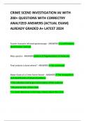 CRIME SCENE INVESTIGATION IAI WITH 200&plus; QUESTIONS WITH CORRECTRY ANALYZED ANSWERS &lpar;ACTUAL EXAM&rpar; ALREADY GRADED A&plus; LATEST 2024 