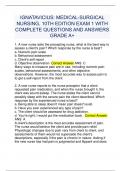 IGNATAVICIUS&colon; MEDICAL-SURGICAL  NURSING&comma; 10TH EDITION EXAM 1 WIIGNATAVICIUS&colon; MEDICAL-SURGICAL  NURSING&comma; 10TH EDITION EXAM 1 WITH  COMPLETE QUESTIONS AND ANSWERS  GRADE A&plus;TH  COMPLETE QUESTIONS AND ANSWERS  GRADE A&plus;