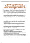 Security Program Integration Professional Certification &lpar;SPIPC&rpar; Revised Questions and Answers &sol; Sure A&plus;