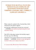 NUR160 &sol;NUR 160 FINAL EXAM 2024  NEWEST EXAM COMPLETE 230  QUESTIONS WITH DETAILED  VERIFIED ANSWERS &lpar;100&percnt; CORRECT&rpar;  &sol;ALREADY GRADED A&plus;